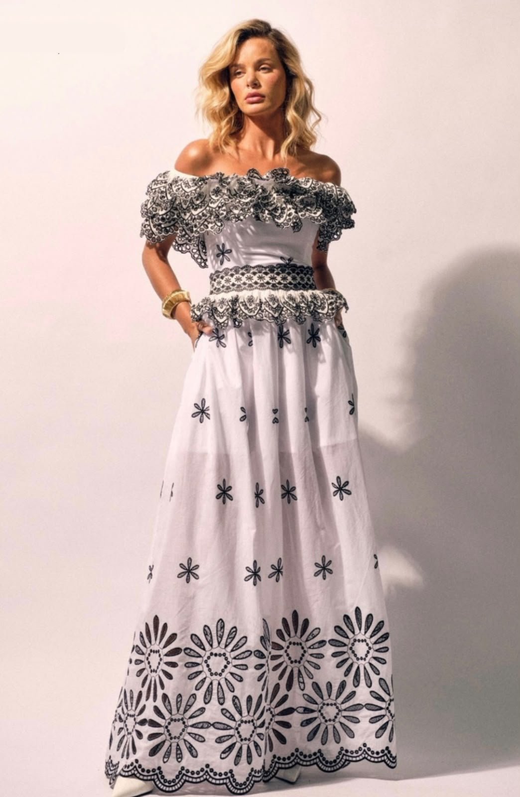 Vestido Midi P&B Babados