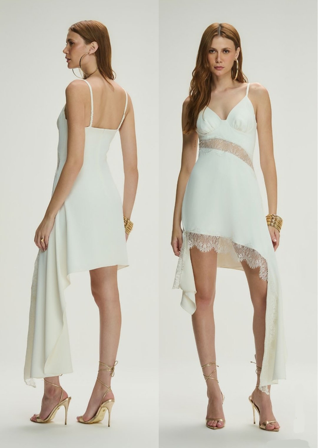 Vestido Curto Assimetria Renda