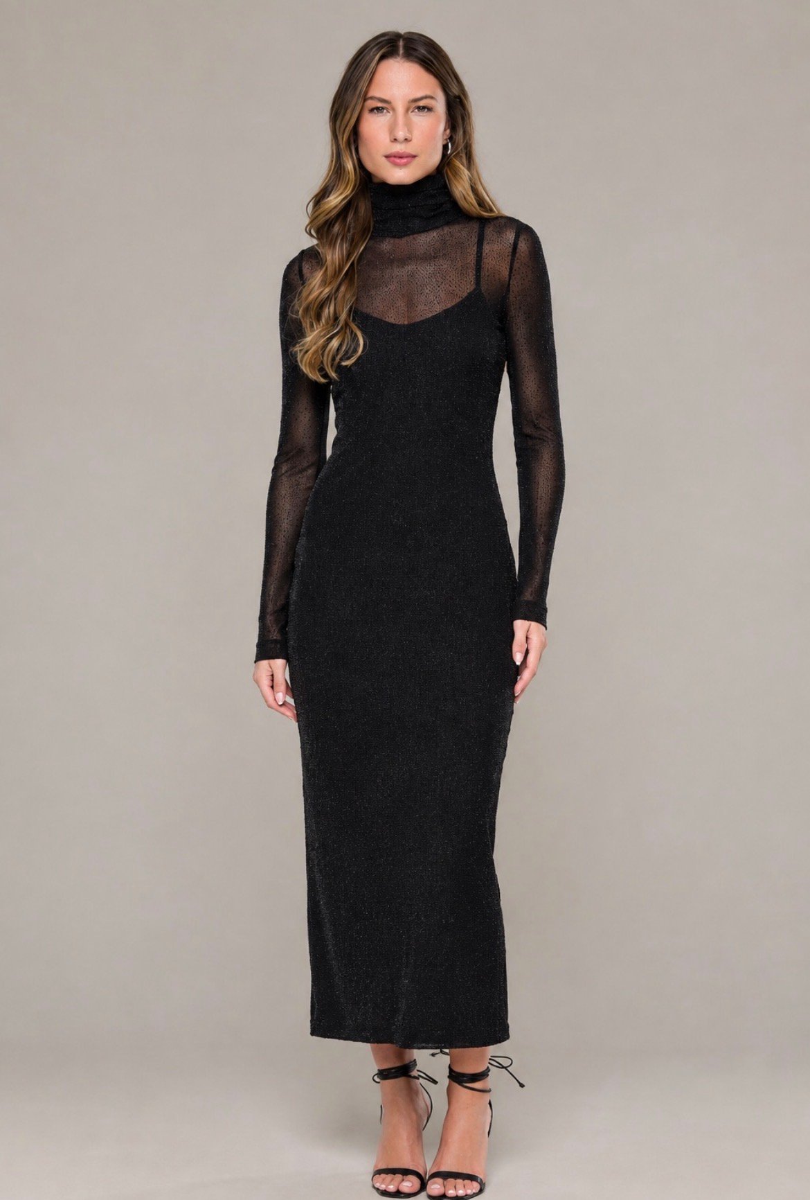 Vestido De Tule Com Glitter Midi