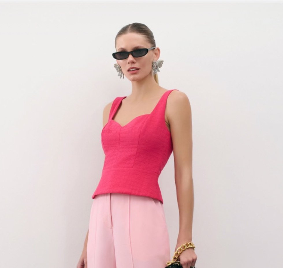 Top Alongado Jacquard Pied