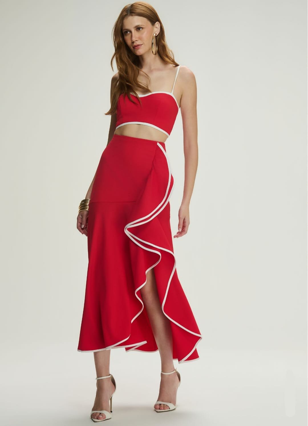 Conjunto Cropped Saia Babados Duo
