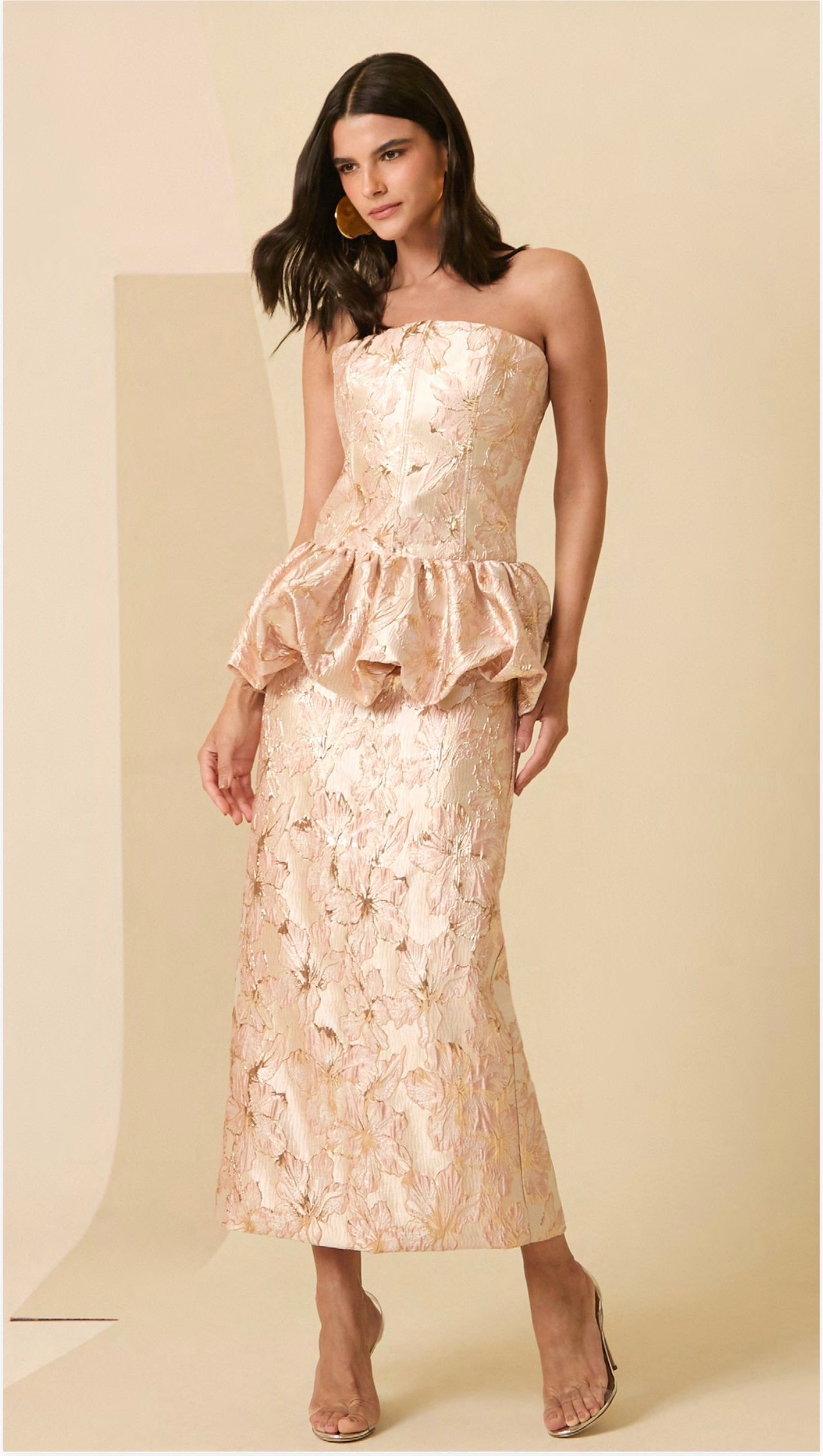 Vestido Peplun Jacquard
