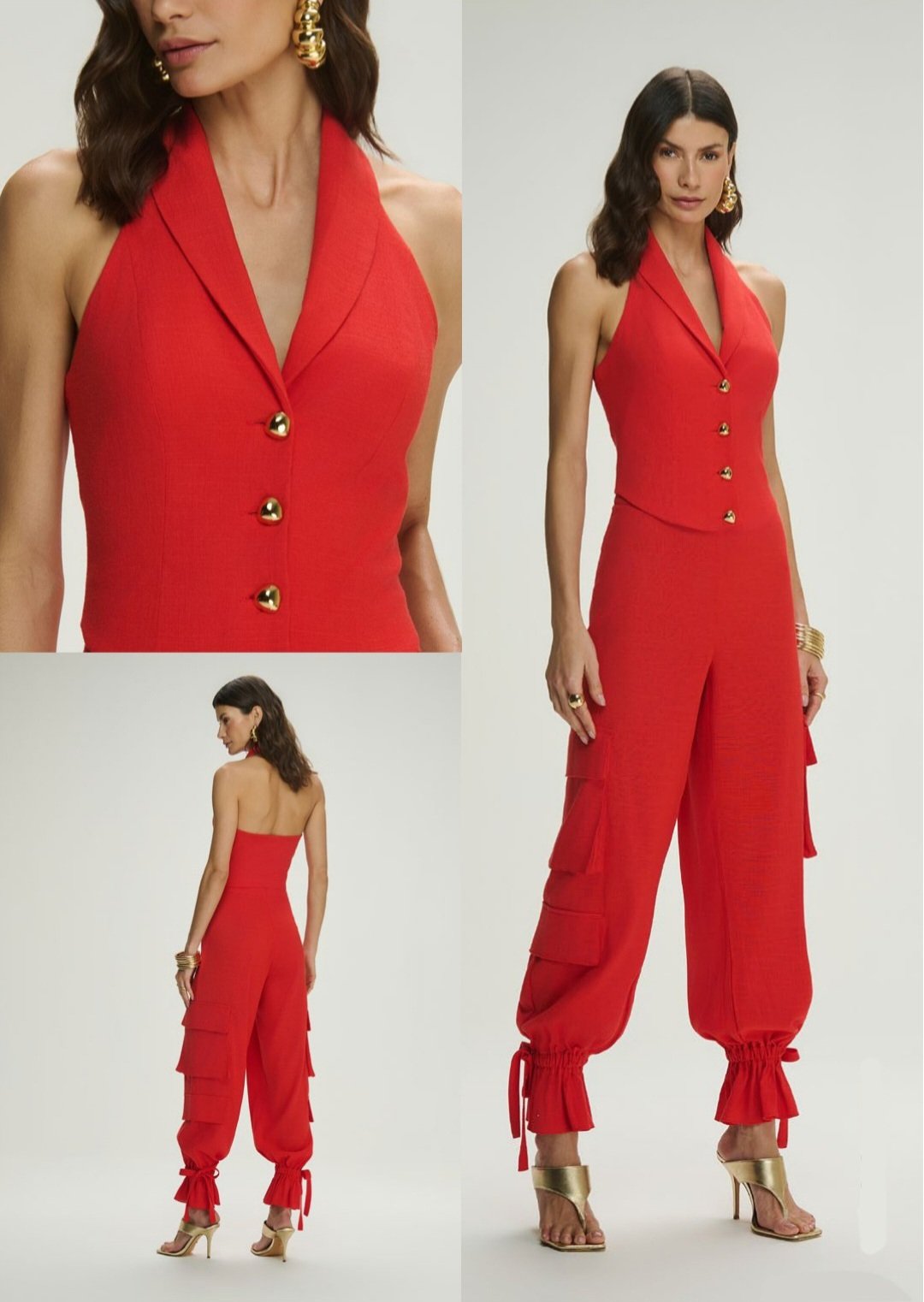 Conjunto Colete Calça Wide Bolso Cargo