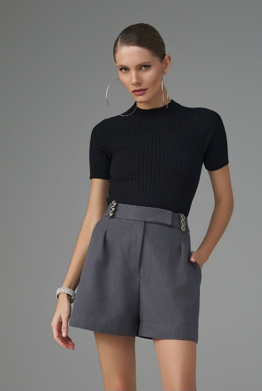 Blusa Manga Curta Tricot