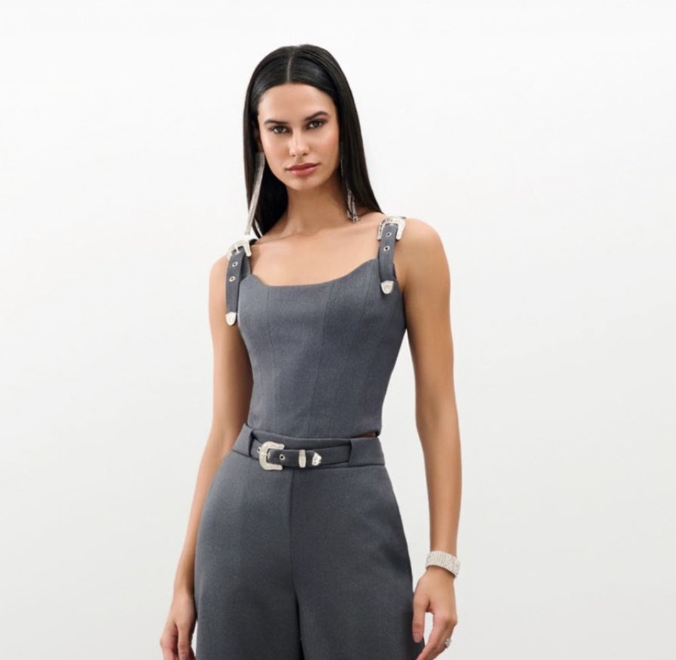 Corset Fivelas Alfaiataria Twill