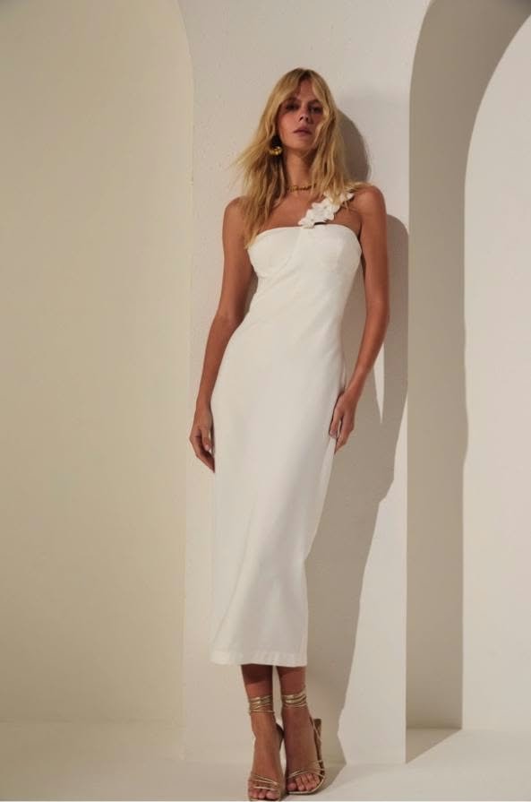 Vestido Midi Aplicação Flores