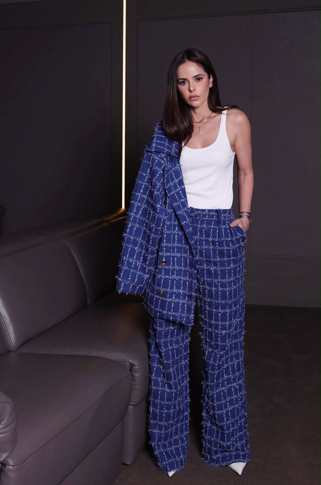 Calça Reta Tweed