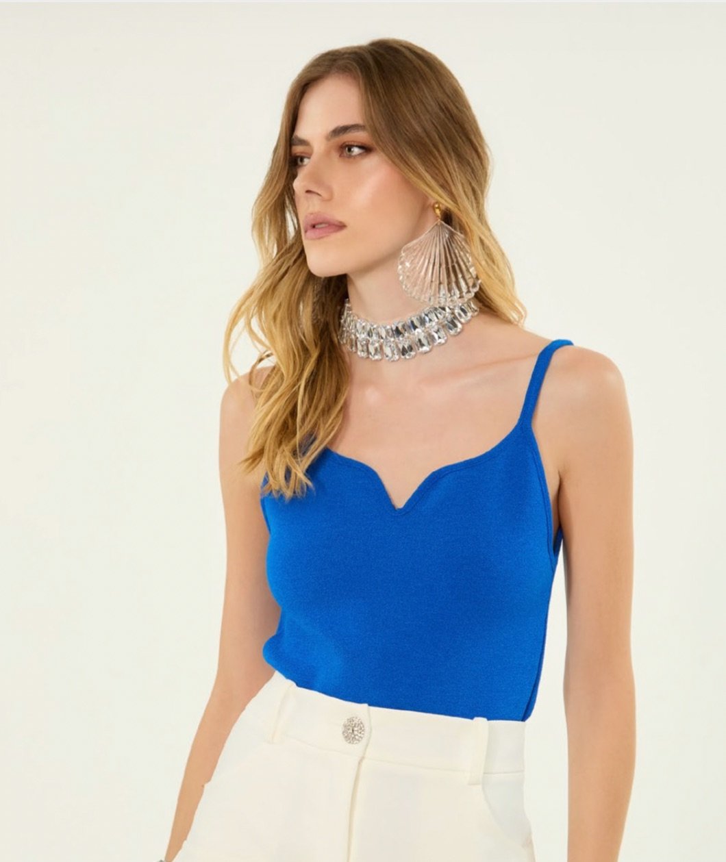 Blusa Decote Ondulado Tricot