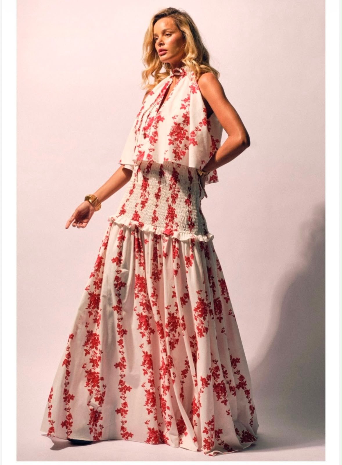 Vestido Longo Rosas Vermelhas