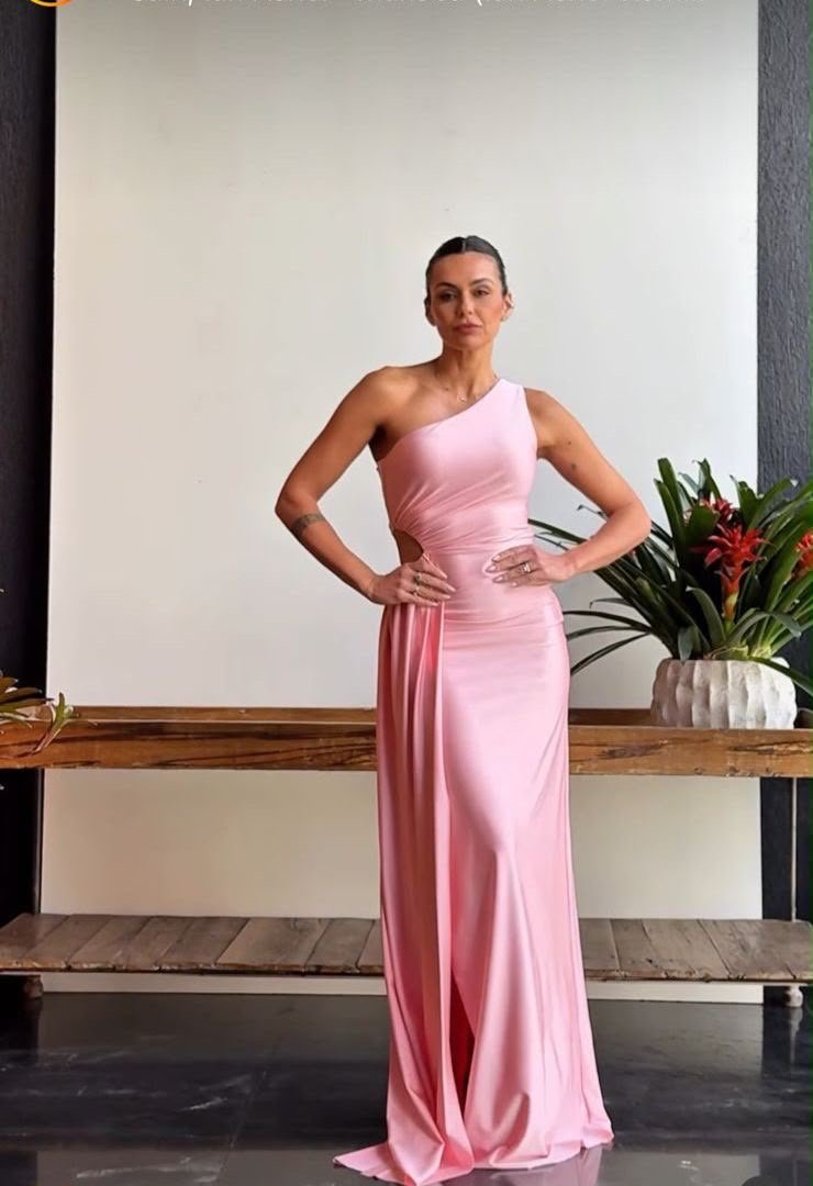 Vestido Longo Malha Um Ombro Só