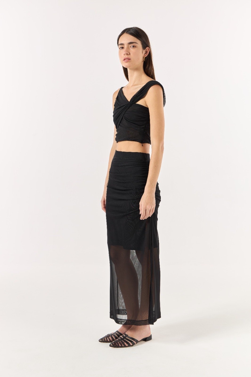 Conjunto Blusa E Saia Tule Assimetria