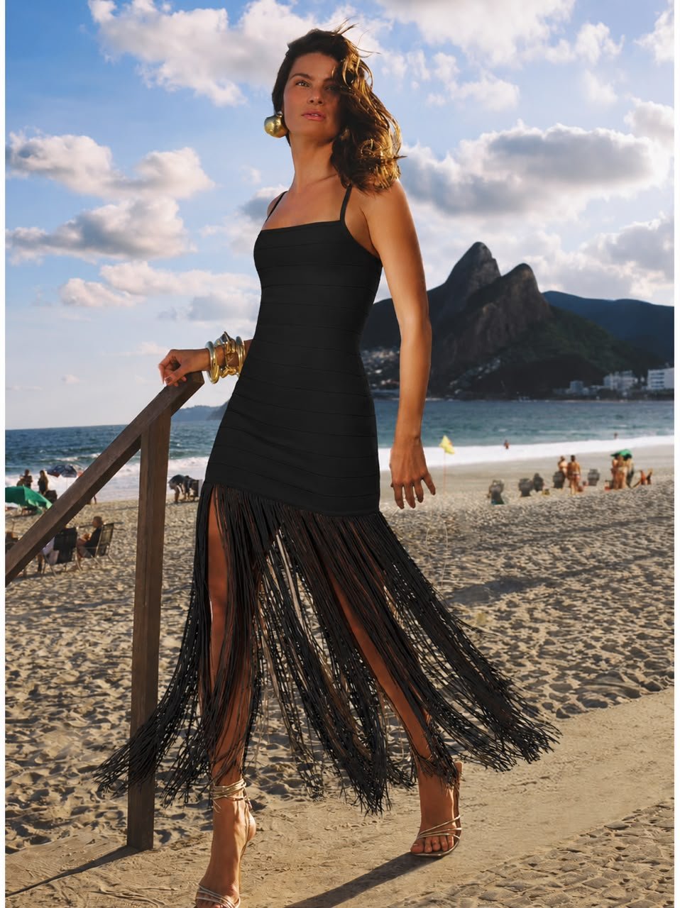 Vestido Bandagem Franja