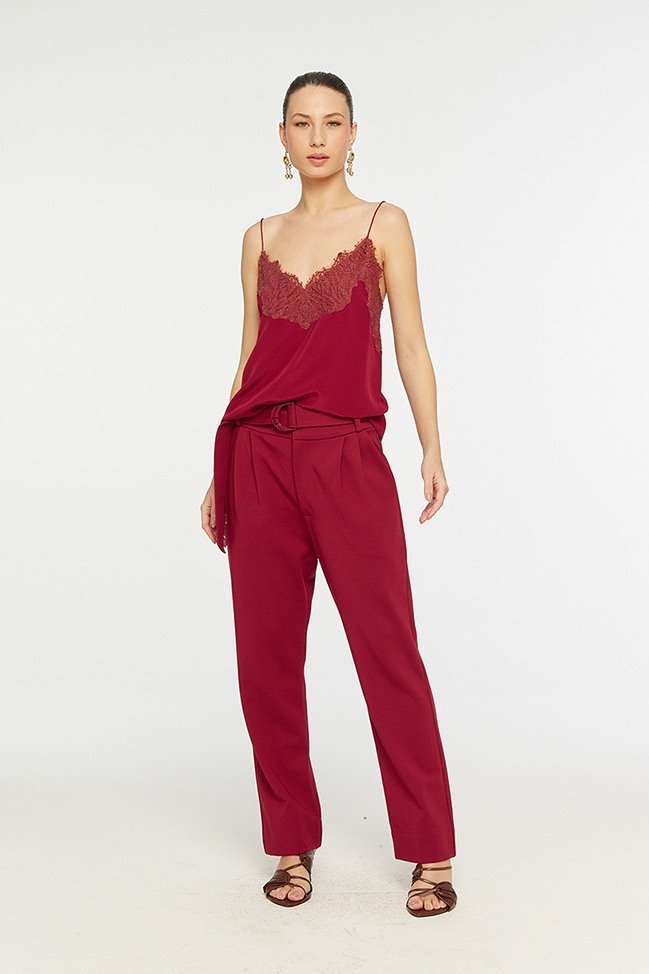 Calça Malha Cos Baixo Com Cinto