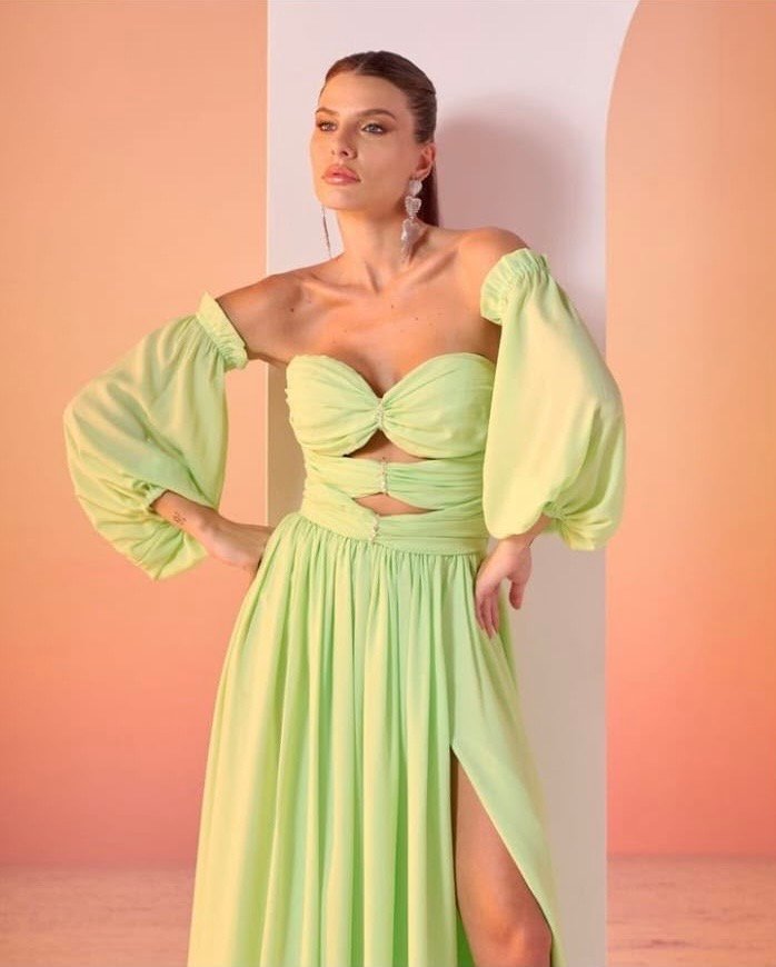 Vestido Longo Decote Busto